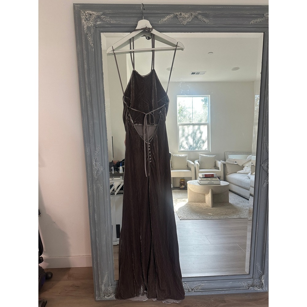NWT Reformation Jeany Silk Blend Velvet Halter Maxi Dress Open Back Magnetic XS - Picture 8 of 9